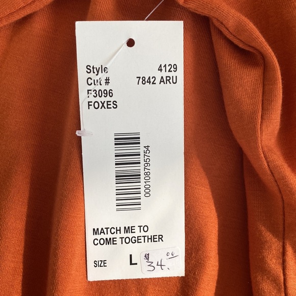 NWT southern lady size Lg beautiful flowy orange top for fall - Picture 5 of 6